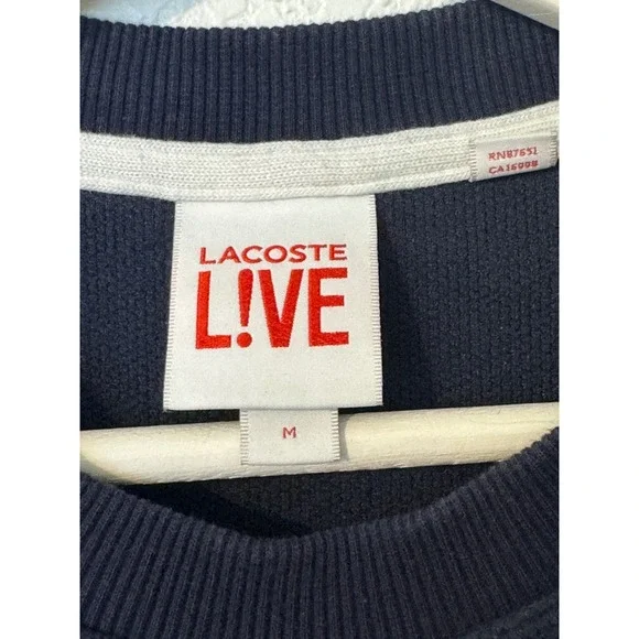Lacoste LIVE Fleece Sweatshirt Diamond Logo Pullover Navy Blue Mens - Picture 10 of 10